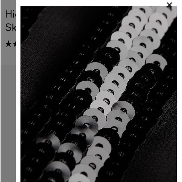 New with tags Express Black Sequined/Pleated High Waisted Midi Skirt Size XS. - Picture 5 of 11